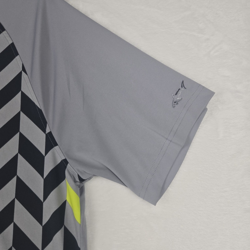 Shark by Greg Norman for Tasso Elba Gray & Lime Green Polo Size Large Snaps - Picture 3 of 10